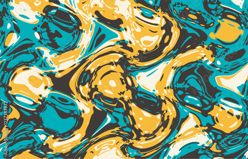 Abstract liquid background vector mixed in yellow and turquoise colors