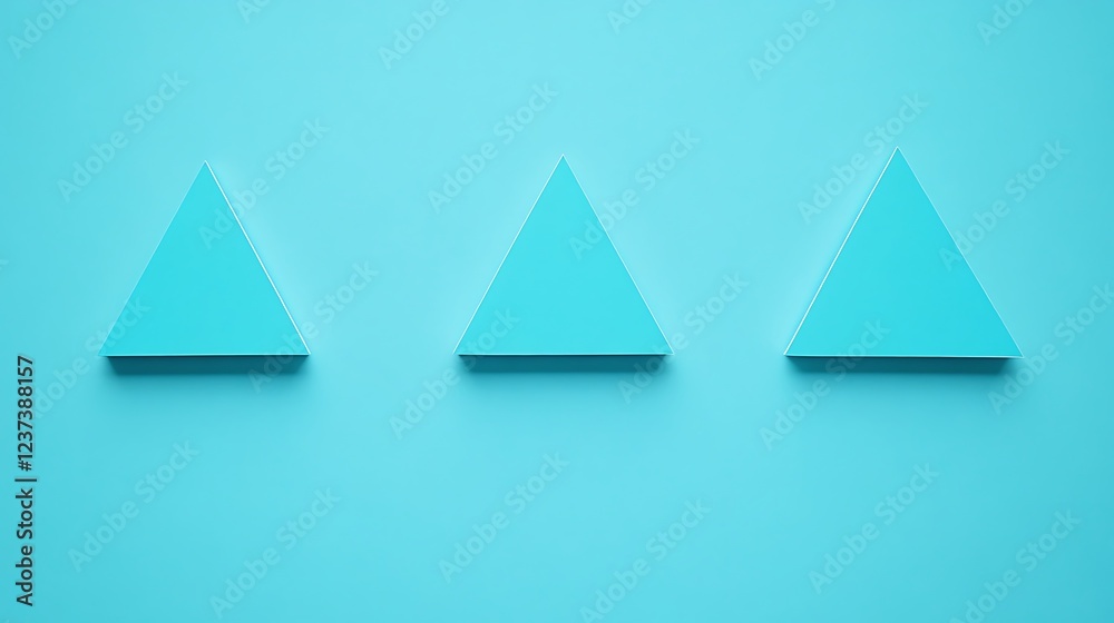 Three Teal Triangles on a Light Blue Background Three Teal Triangles on a Light Blue Background