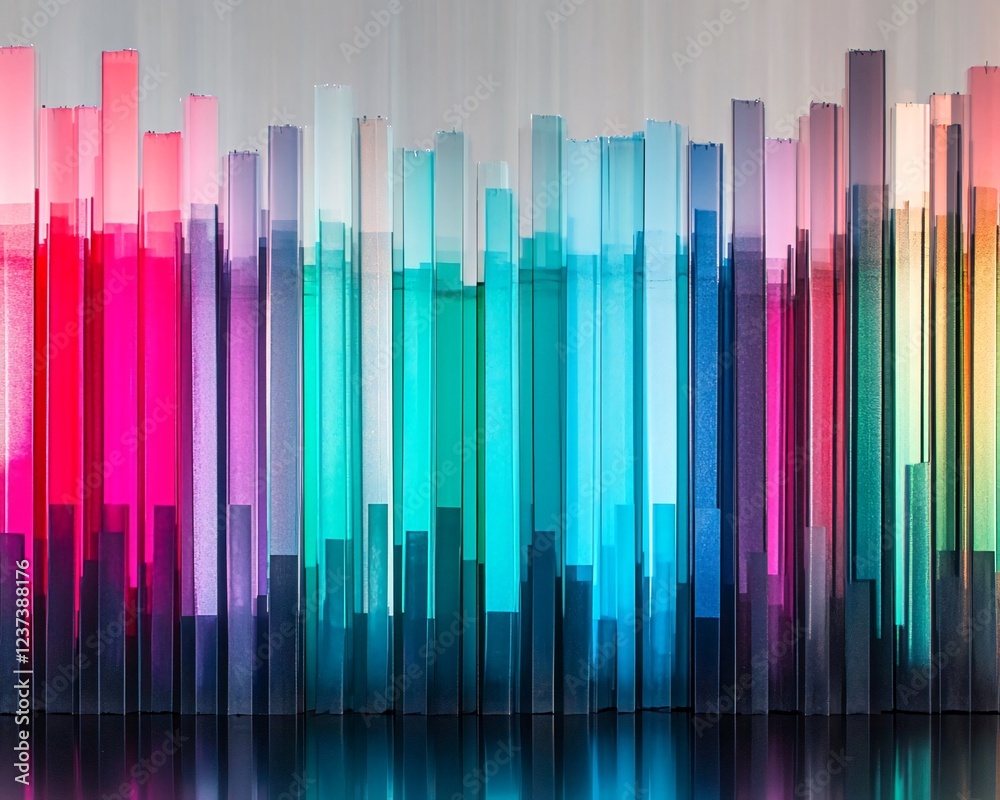 Obraz premium Colorful abstract columns, illuminated, modern background, interior design, website banner