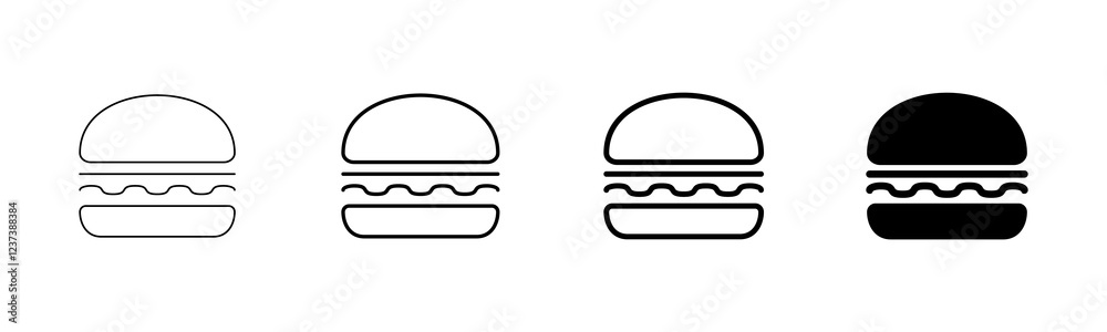 Hamburger icon vector isolated on white background. Burger and hamburger icon. Fast food vector icon Hamburger icon vector isolated on white background. Burger and hamburger icon. Fast food vector icon