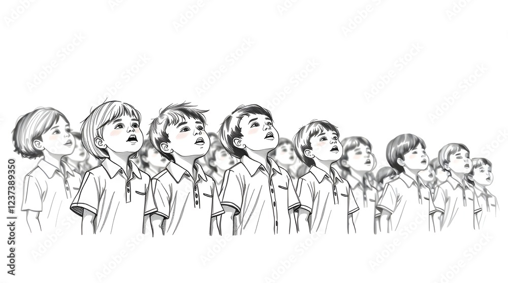 Children in Uniform Standing in Line, Ai generated images Children in Uniform Standing in Line, Ai generated images