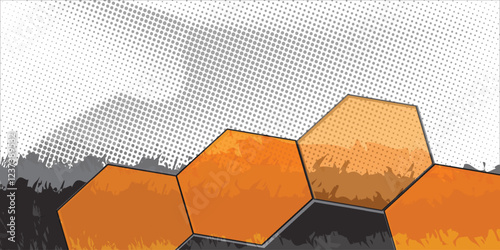 geometric hexagon pattern on grunge and dots background for soccer jersey. Sports uniform in front view. Custom made shirts for sports