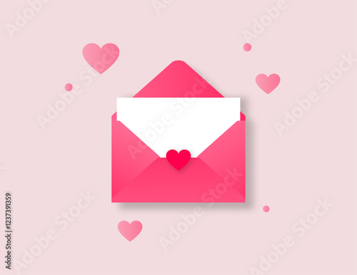 Vector design of a pink envelope with a heart inside