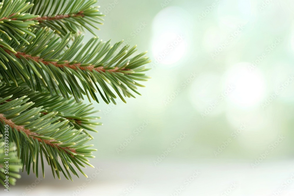 Green pine tree branch with a blurry background Green pine tree branch with a blurry background