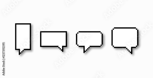 Text bubble design with black and pixelated border