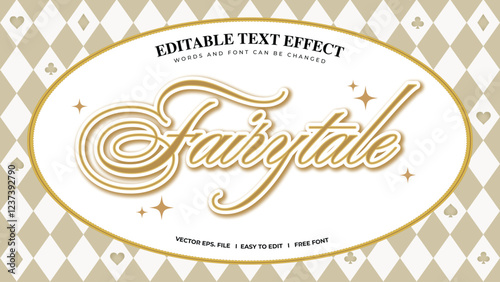 Fairytale editable text effect lettering typography with argyle pattern diamond shapes background