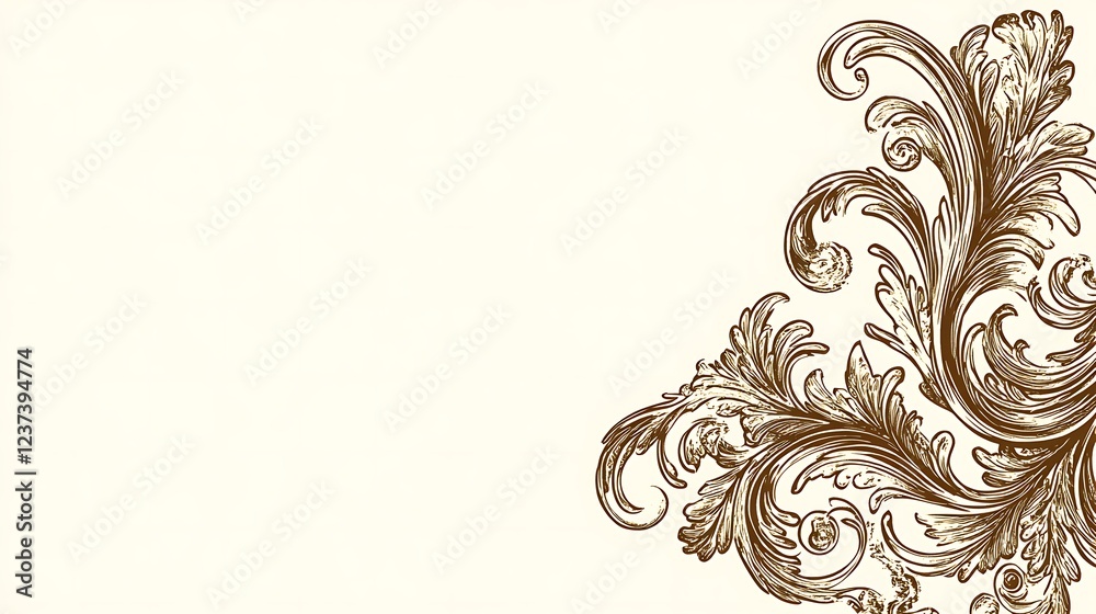 Ornate Brown Floral Design Corner Element Ornate Brown Floral Design Corner Element