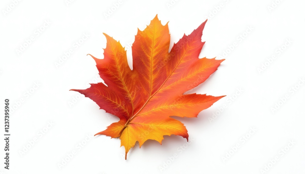 Obraz premium Vibrant Autumn Maple Leaf on White Background