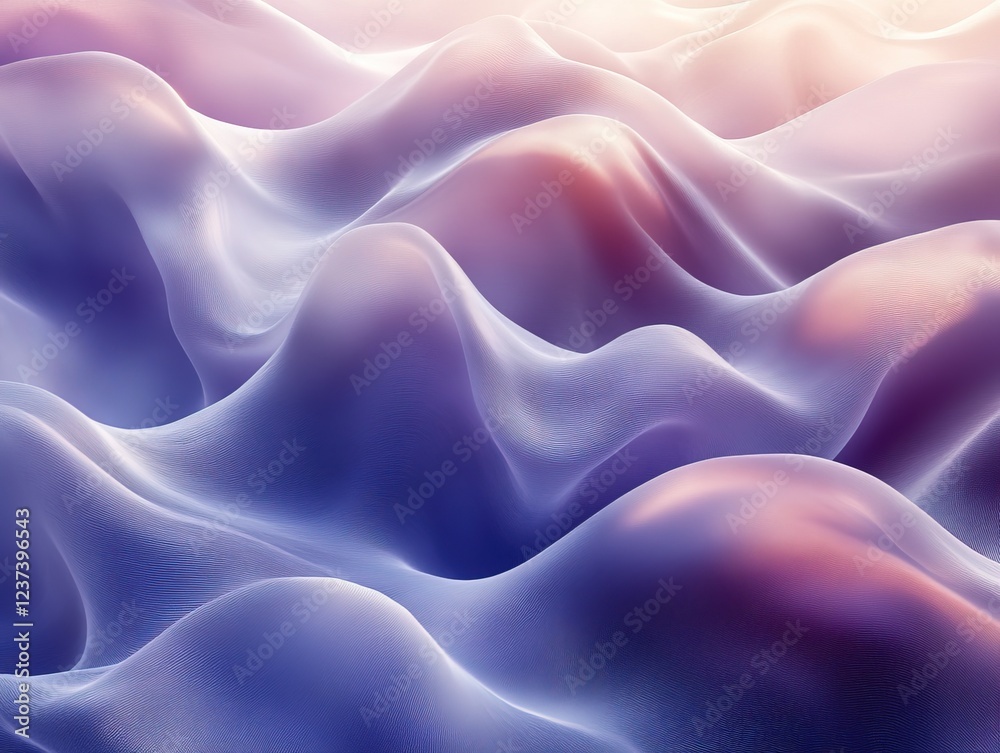 Obraz premium Abstract 3D landscape, flowing waves, gradient background, design element