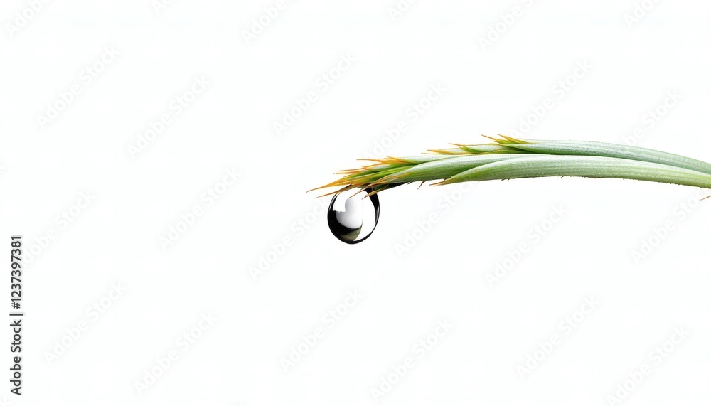 Fototapeta premium Water Drop on Green Leaf Macro Photography