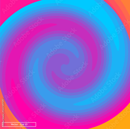 Eye-catching abstract vector design with mixed colors of radial spiral