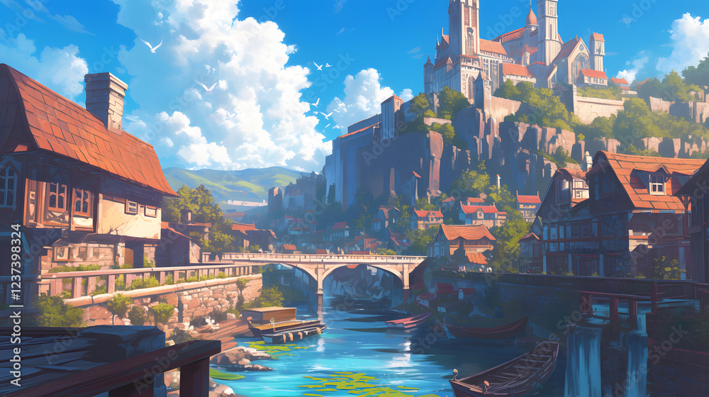 Fototapeta premium Marketplaces anime style