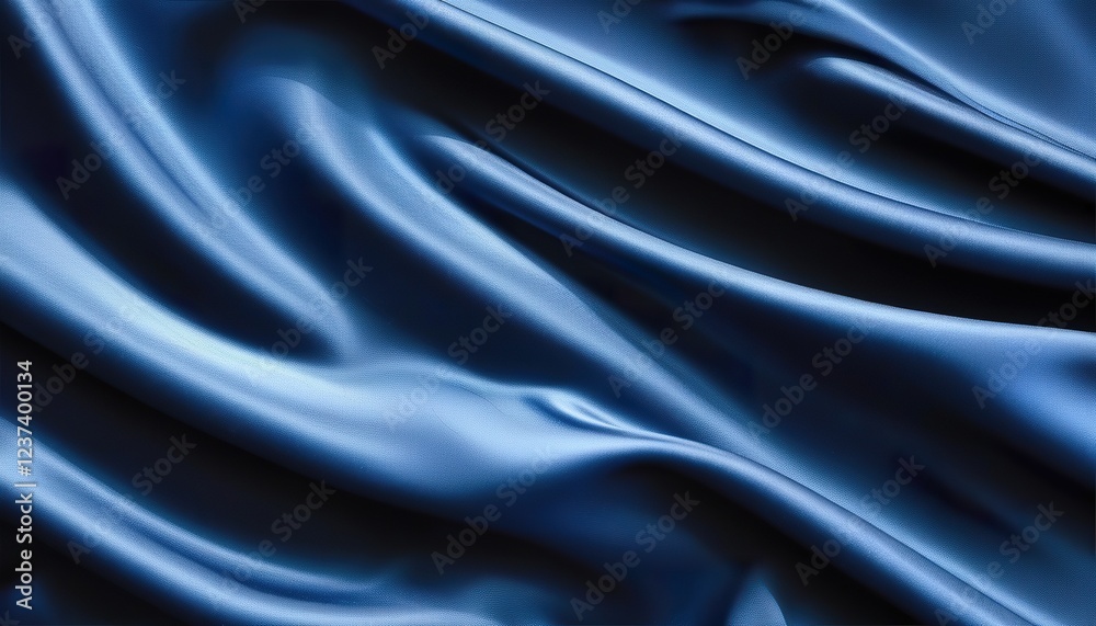 Elegant Blue Satin Fabric Drapes, Soft Texture, Luxurious Waves Elegant Blue Satin Fabric Drapes, Soft Texture, Luxurious Waves