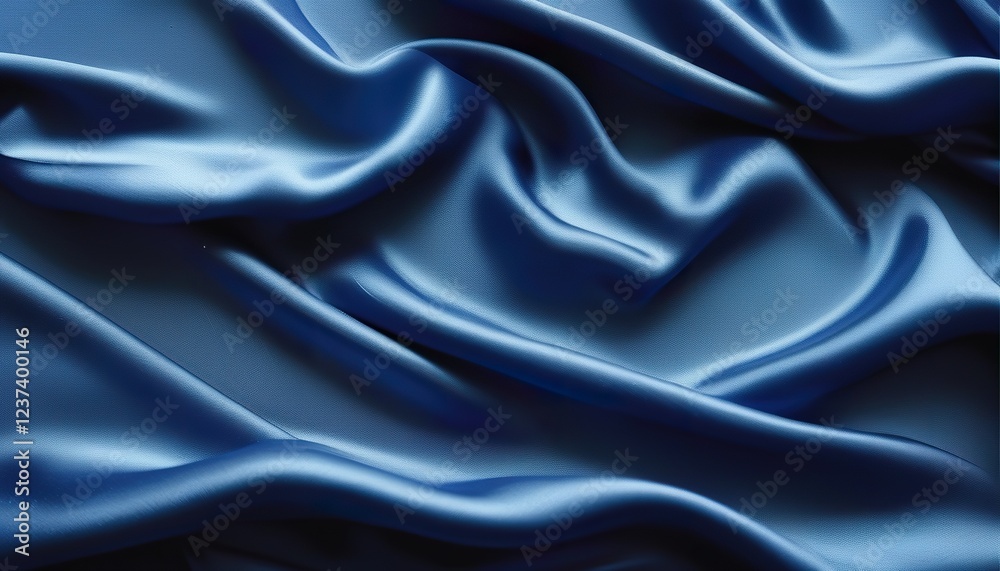 Elegant Blue Satin Fabric Drapes, Soft Texture, Luxurious Waves Elegant Blue Satin Fabric Drapes, Soft Texture, Luxurious Waves