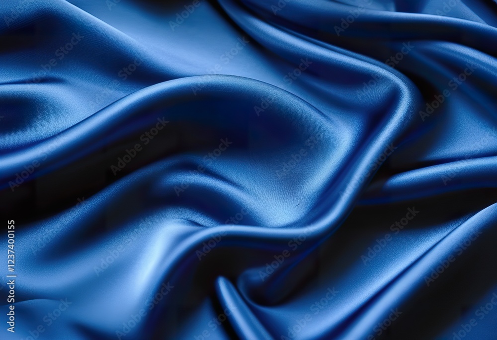 Elegant Blue Satin Fabric Drapes, Soft Texture, Luxurious Waves Elegant Blue Satin Fabric Drapes, Soft Texture, Luxurious Waves