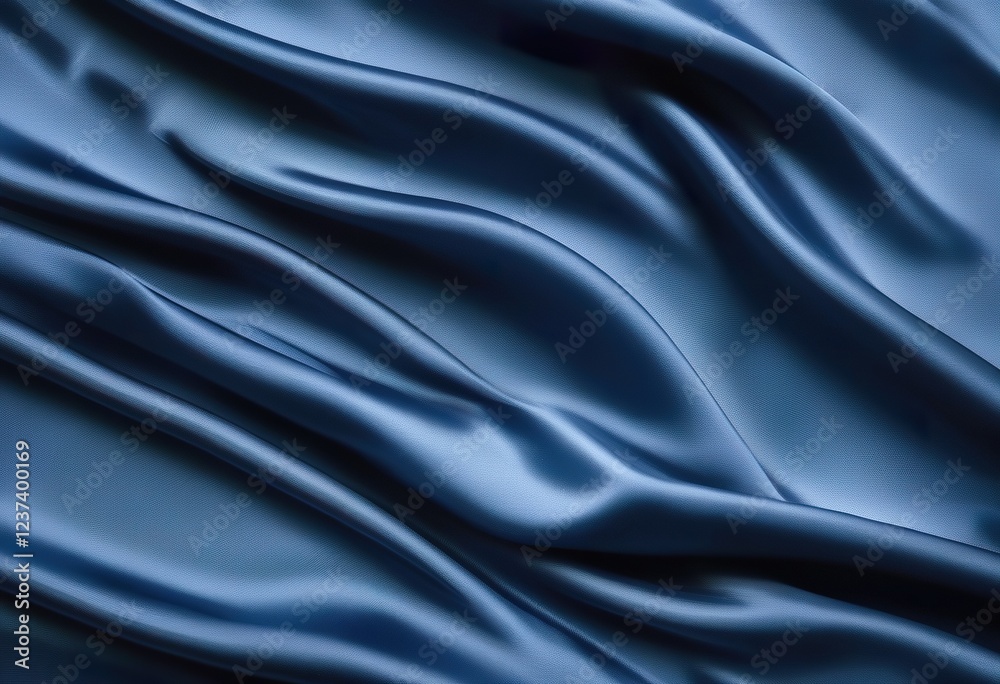Elegant Blue Satin Fabric Drapes, Soft Texture, Luxurious Waves Elegant Blue Satin Fabric Drapes, Soft Texture, Luxurious Waves