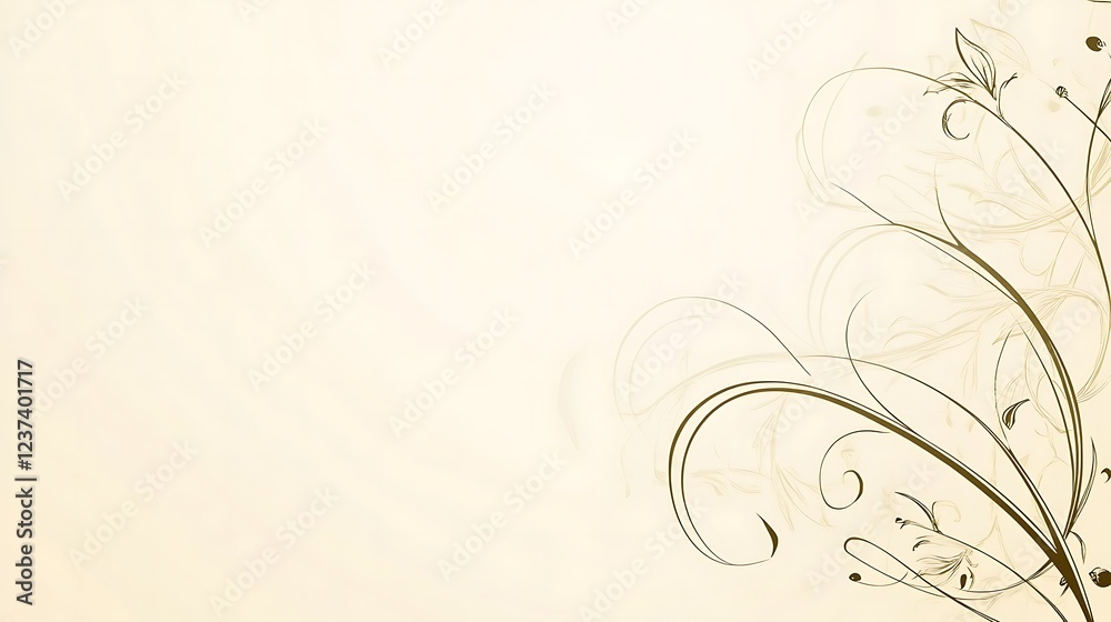 Elegant Beige Background With Swirling Floral Design Elegant Beige Background With Swirling Floral Design