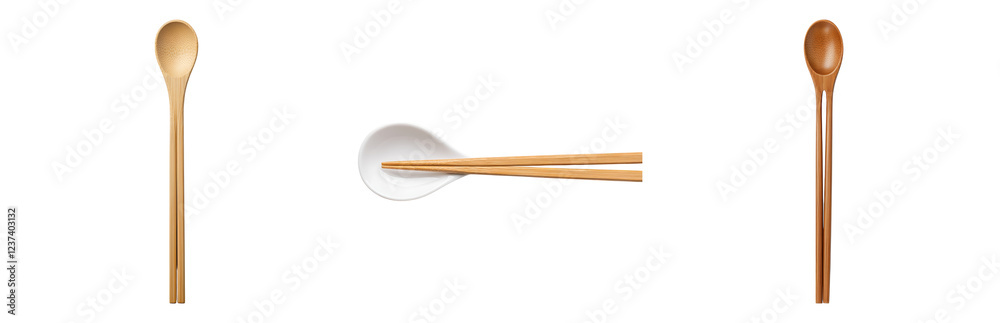 Wooden Spoon and White Spoon Display Isolated on transparent background Wooden Spoon and White Spoon Display Isolated on transparent background