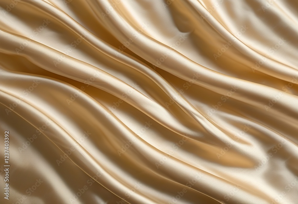Obraz premium Golden Satin Fabric Drapes, Soft Texture, Luxurious Waves