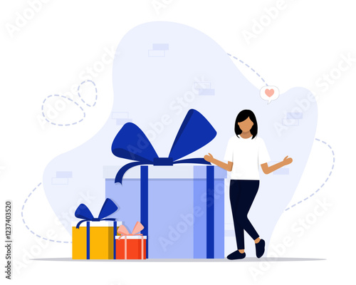 Gift concept illustration. Suitable for landing page, ui, web, App intro card, editorial, flyer, and banner.