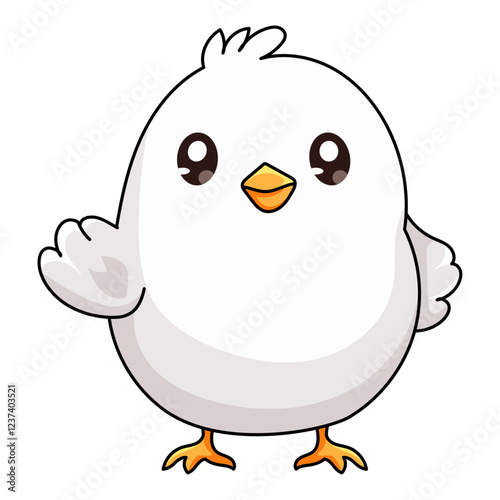 cute chick cartoon kawaii sticker. character vector illustration
