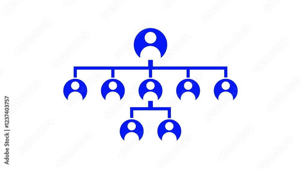 Growing Network.animation of social network icon or teamwork.Network of people. In the middle is the chief. Growing Network.animation of social network icon or teamwork.Network of people. In the middle is the chief.