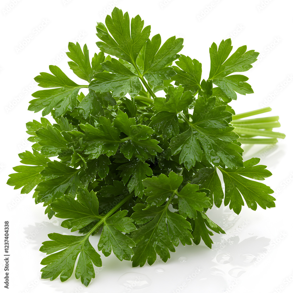 Fresh Bunch Of Fragrant Parsley Leaves Perfect For Culinary Use On Isolated Background Fresh Bunch Of Fragrant Parsley Leaves Perfect For Culinary Use On Isolated Background