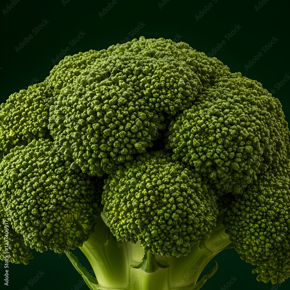 Fresh And Nutrient-Rich Broccoli Cluster Full Of Green Florets On Isolated Background Fresh And Nutrient-Rich Broccoli Cluster Full Of Green Florets On Isolated Background