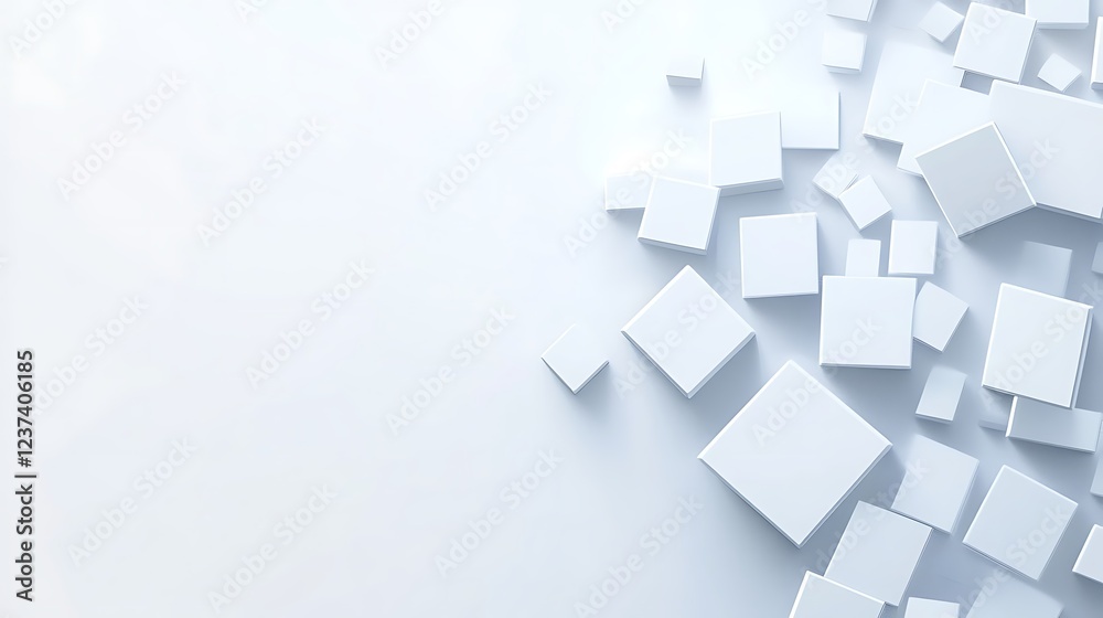 Abstract White Cubes Scattered On A Plain Background Abstract White Cubes Scattered On A Plain Background