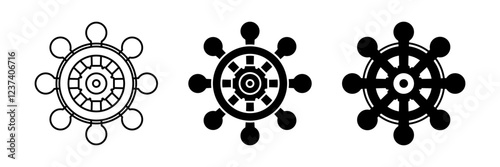 Boat steering wheel icon set. Vintage design for banner, poster, app and web.
