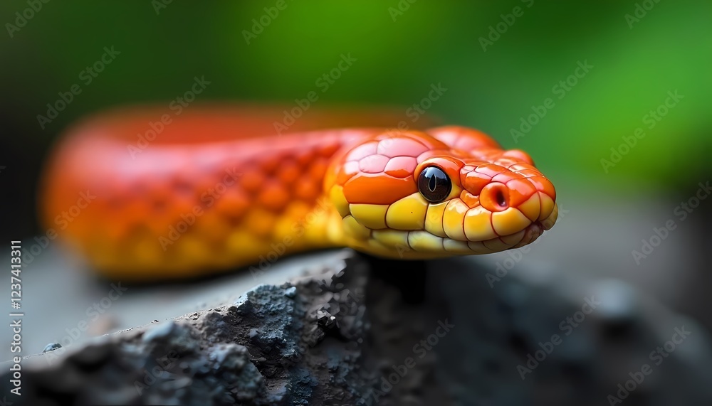 Obraz premium Vibrant Orange Snake Closeup Nature Photography