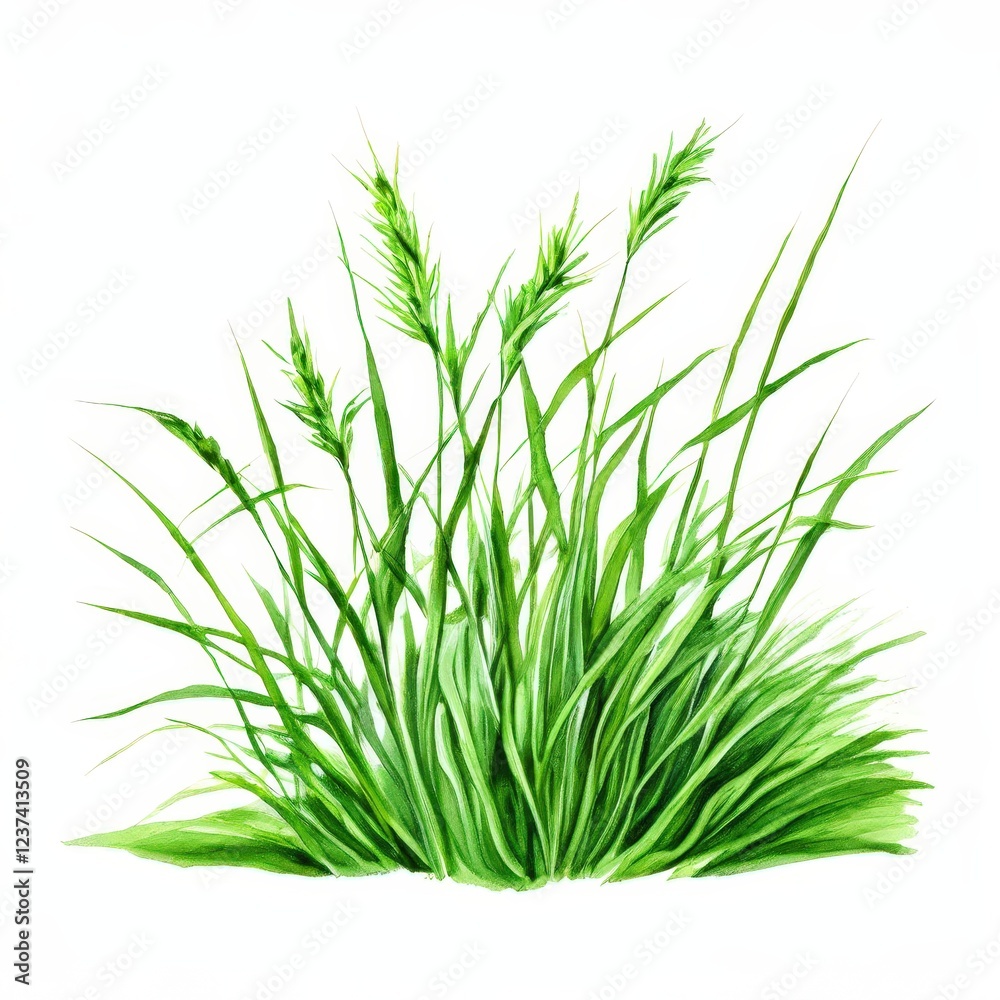 Obraz premium the AI Image Generator, Watercolor Illustration of Vibrant Green Grass