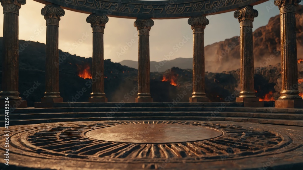Obraz premium aesthetic ancient greek themed podium on hell background