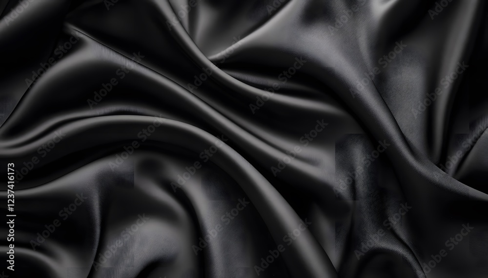 Fototapeta premium Draped Black Silk Fabric Abstract Texture