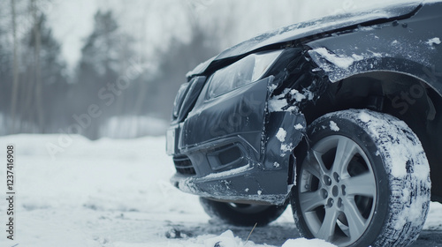 Winter Car Accident: Close-...