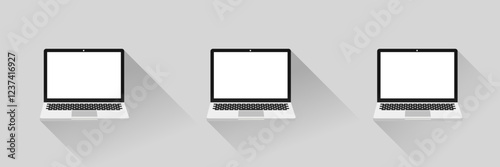 Minimalist vector design of computers placed in series with shadow