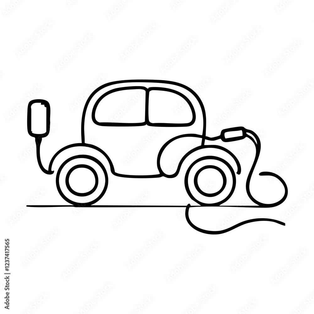 Electric car charging with a power cable