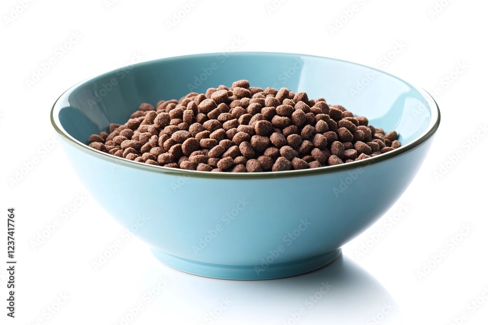 Chocolate morsels in a blue bowl, white background, food photography, recipe ingredient Chocolate morsels in a blue bowl, white background, food photography, recipe ingredient