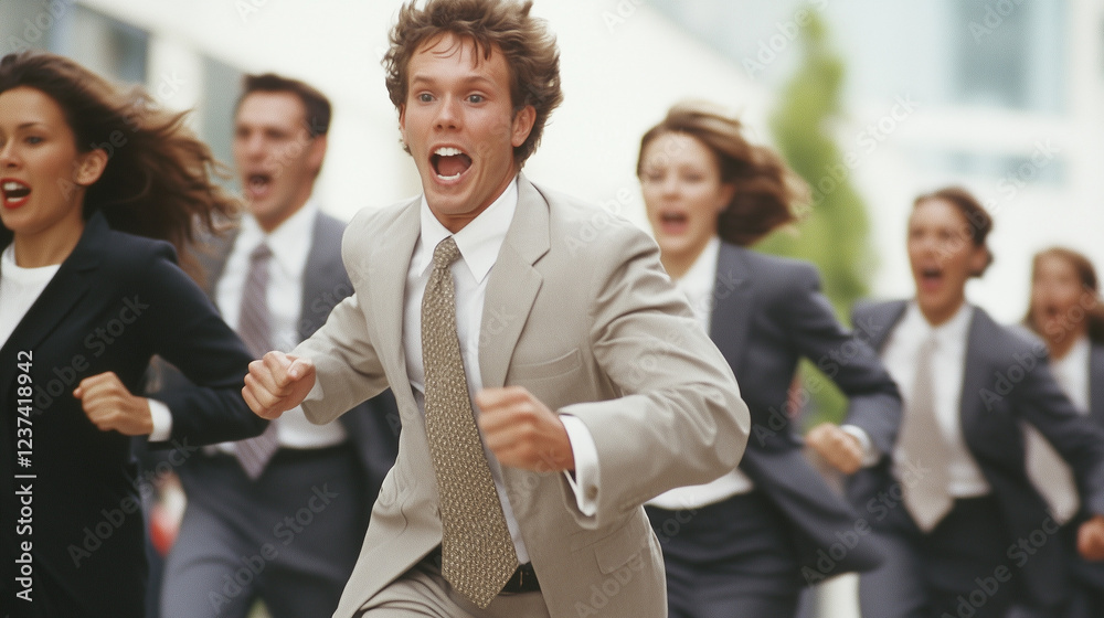 Business People Running: A dynamic image of business professionals sprinting forward, symbolizing ambition, competition, and the fast-paced corporate world. Business People Running: A dynamic image of business professionals sprinting forward, symbolizing ambition, competition, and the fast-paced corporate world.