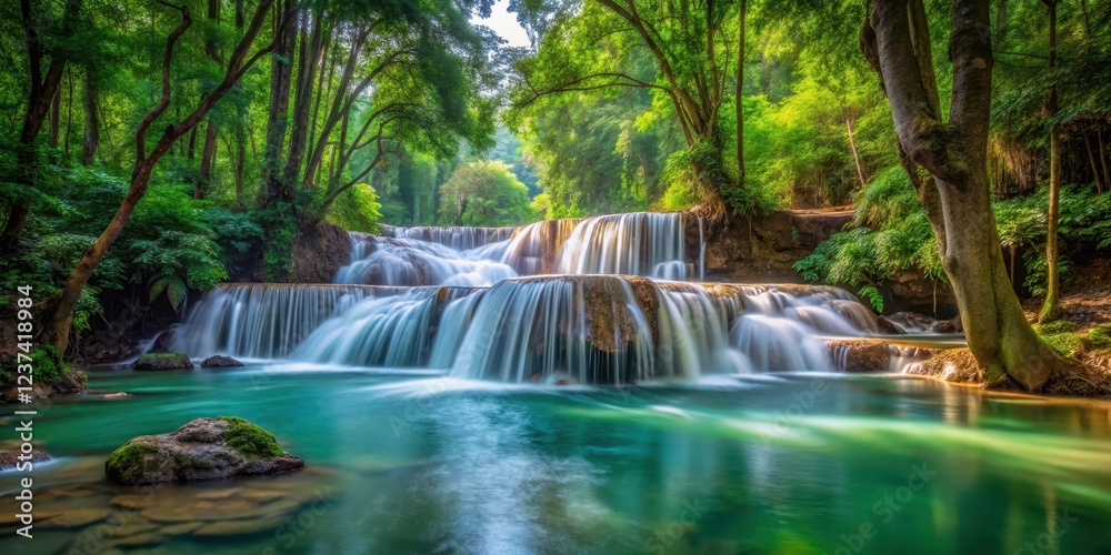 Pak Khlong Jungle Waterfall, peaceful, forest, peaceful, forest, cascade, Thai landscape, water, Pak Khlong, serene, trees Pak Khlong Jungle Waterfall, peaceful, forest, peaceful, forest, cascade, Thai landscape, water, Pak Khlong, serene, trees