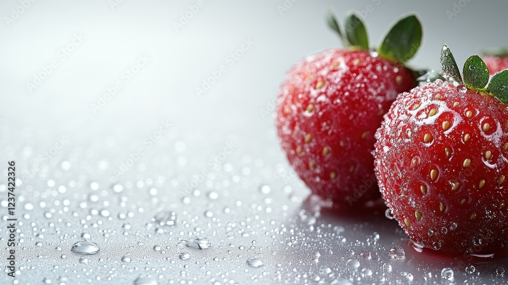Juicy Red Strawberries with Water Droplets Juicy Red Strawberries with Water Droplets