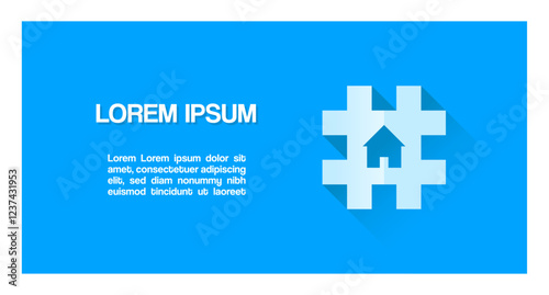 Vector design of a hashtag post or publication with a house icon