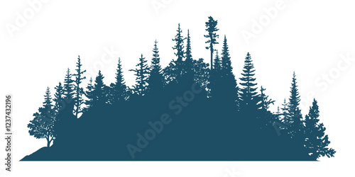 Silhouette of a forest, isolated on white background