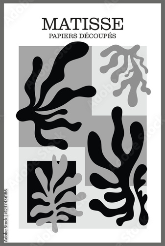 leaves in minimalist style, matisse style, wall art, living room decoration, home decoration.