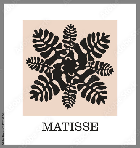 leaves in minimalist style, matisse style, wall art, living room decoration, home decoration.