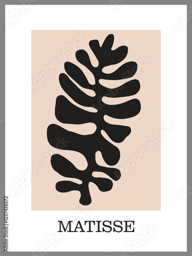 leaves in minimalist style, matisse style, wall art, living room decoration, home decoration.