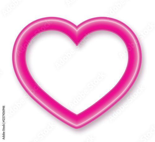 Pink Heart Frame A vibrant, glossy pink heart frame with a subtle shadow, offering a romantic and whimsical design element for love-themed projects, invitations, and celebrations.  