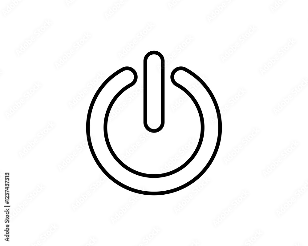 Clean, minimalist line art power button icon. Perfect for websites, apps, and UI design projects needing a simple onoff switch symbol. Versatile and easily adaptable to various styles. Clean, minimalist line art power button icon. Perfect for websites, apps, and UI design projects needing a simple onoff switch symbol. Versatile and easily adaptable to various styles.
