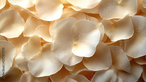 Cream rose petals background, close-up texture