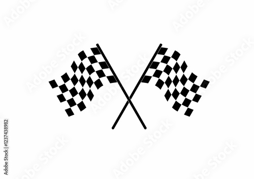 Outline vector icon of crossed racing flags. Perfect for motorsports, race events, speed competitions, and automotive branding. Ideal for logos and graphics